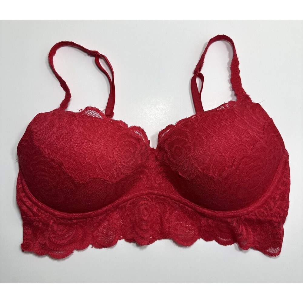 Victoria's Secret Red Lace Longline Bra